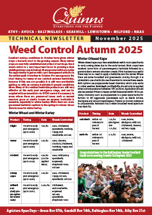 Quinns newsletter November 2025 Weed Control
